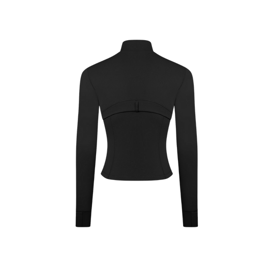 Curves Tracksuit Black with Black Zipper – Women’s Stretchy Activewear for Hourglass Shape