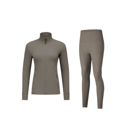 Curves Tracksuit Green with Black Zipper – Women’s Stretchy Activewear for Hourglass Shape