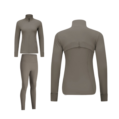 Curves Tracksuit Green with Black Zipper – Women’s Stretchy Activewear for Hourglass Shape