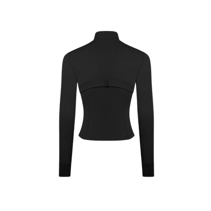 Curves Tracksuit Black with Black Zipper – Women’s Stretchy Activewear for Hourglass Shape