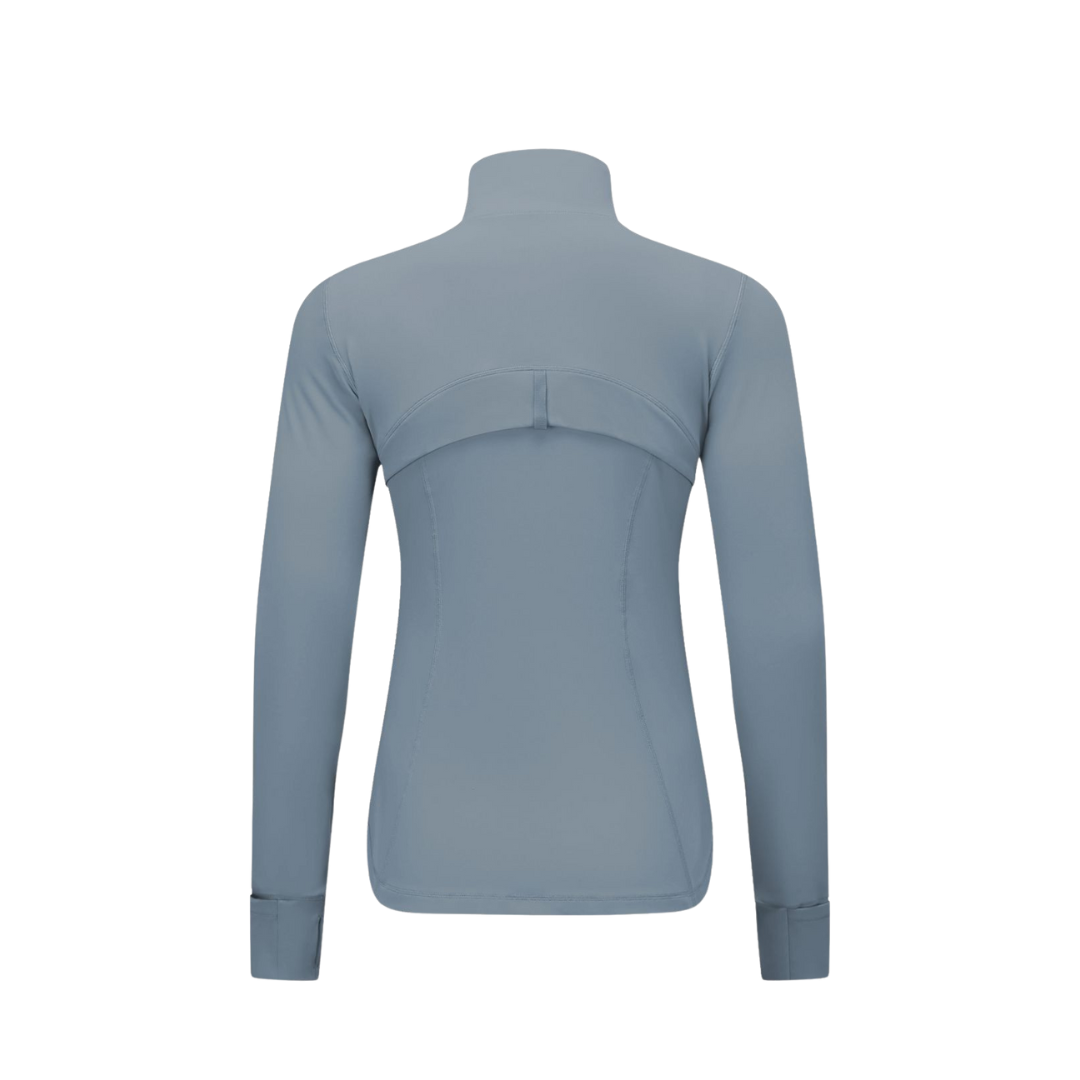 Women’s Stretchy Activewear with Silver Zipper Detail for Hourglass Shape