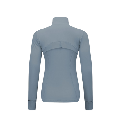 Women’s Stretchy Activewear with Silver Zipper Detail for Hourglass Shape