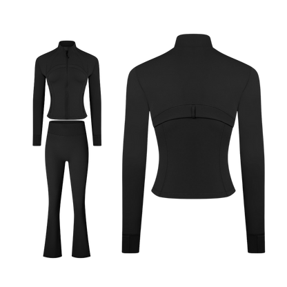 Curves Tracksuit Black – Women's Stretchy Activewear for Hourglass Shape