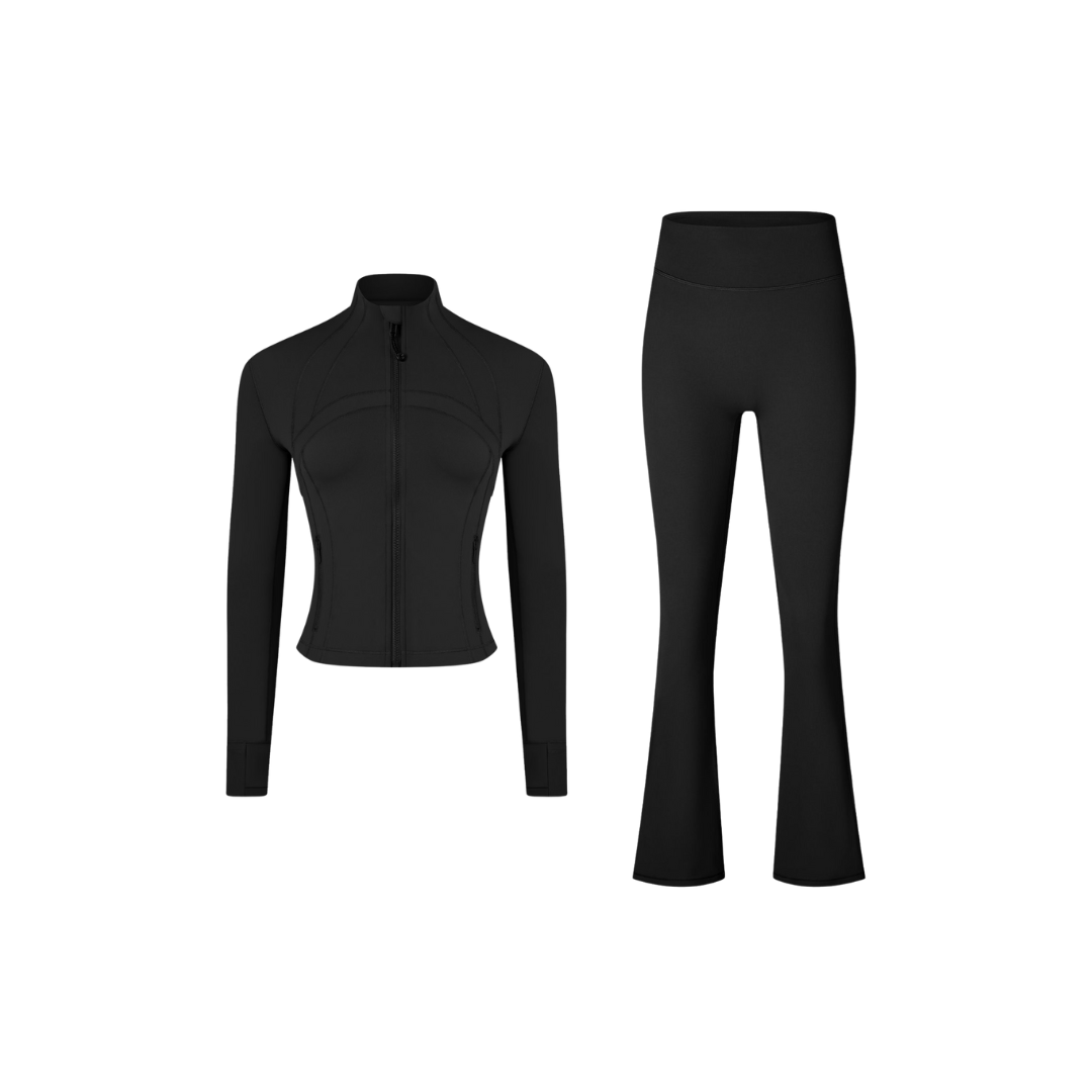 Curves Tracksuit Black – Women's Stretchy Activewear for Hourglass Shape