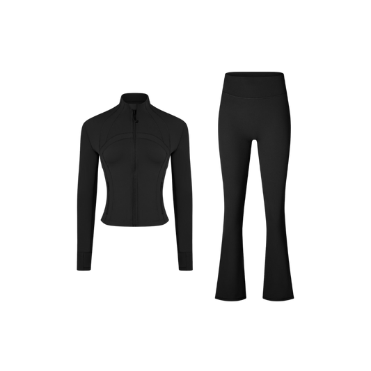 Curves Tracksuit Black – Women's Stretchy Activewear for Hourglass Shape